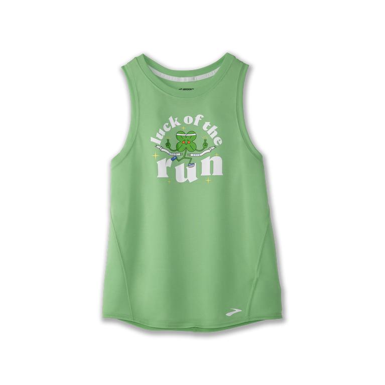 Brooks Distance Graphic Womens Running Tank Top - Heather Mint/Luck of the Run - Indonesia (DAEJ-236